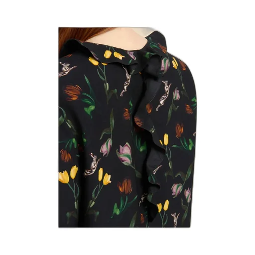 Envers Satin Maxi Dress With Tulips And Hares Print