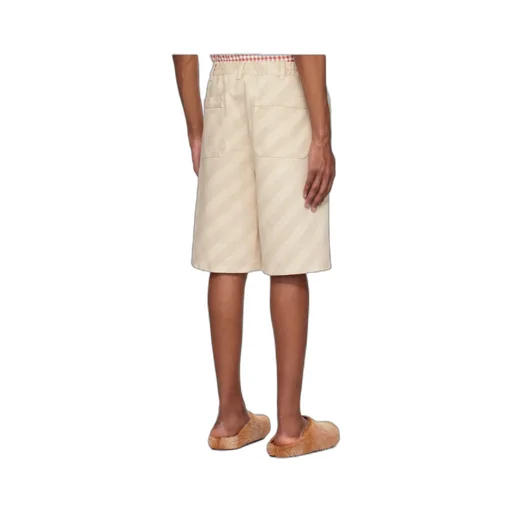 Striped Knee-Length Denim Shorts