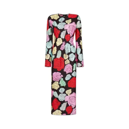 Floral-Printed Long-Sleeved Crewneck Dress