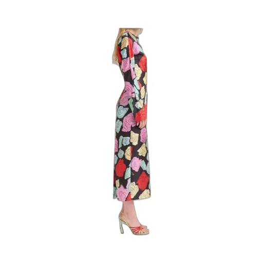 Floral-Printed Long-Sleeved Crewneck Dress