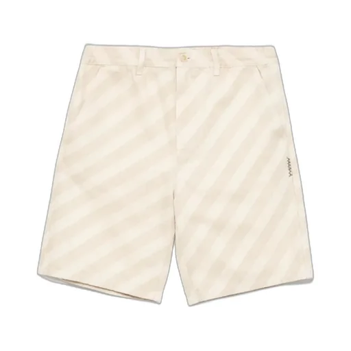 Striped Knee-Length Denim Shorts