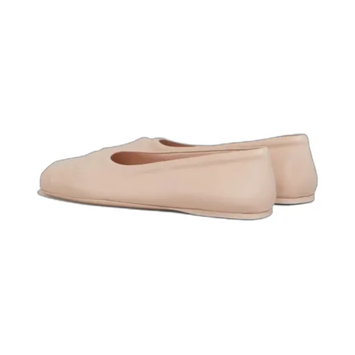 Powder Pink Nappa Leather Seamless Little Bow Ballet Flat