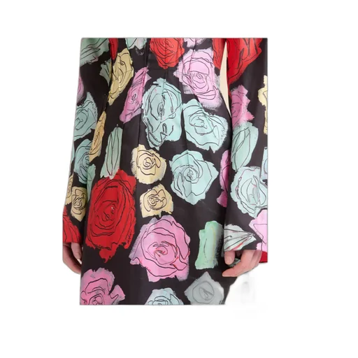 Floral-Printed Long-Sleeved Crewneck Dress