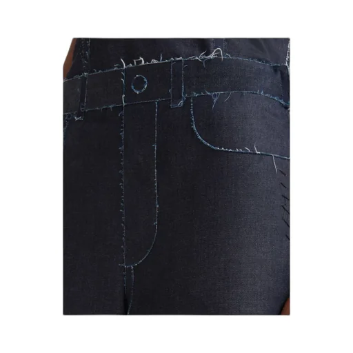 Stretch Denim Trompe L'oeil Trousers
