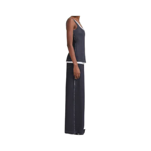 Stretch Denim Trompe L'oeil Trousers