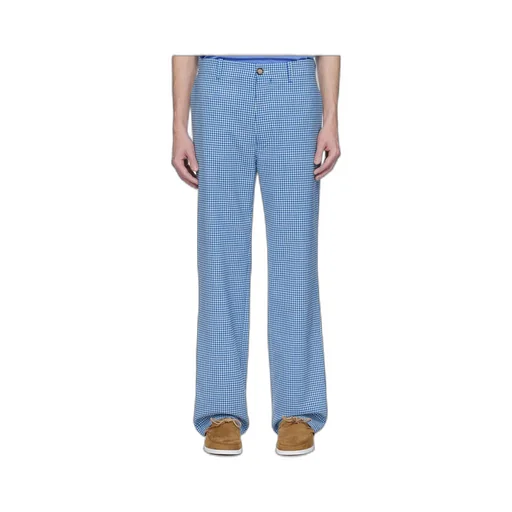 Wool Blend Gingham Trousers