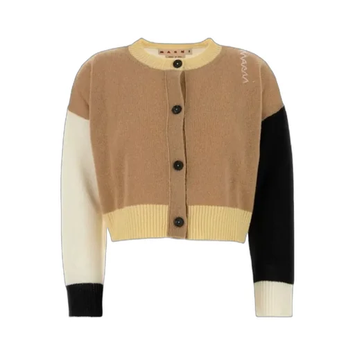 Logo Embroidered Color Blocked Cardigan