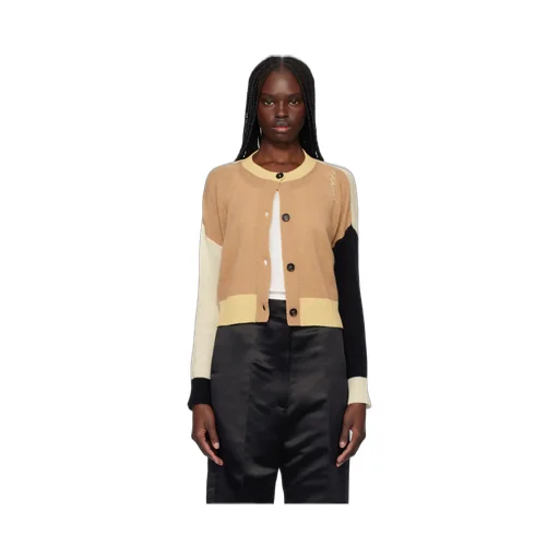 Logo Embroidered Color Blocked Cardigan