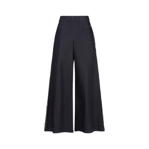 Stretch Denim Trompe L'oeil Trousers