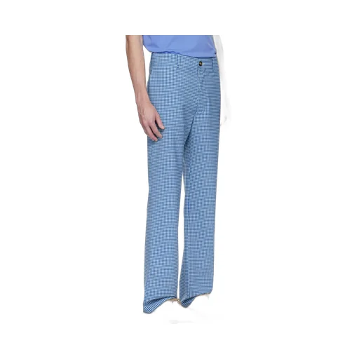 Wool Blend Gingham Trousers