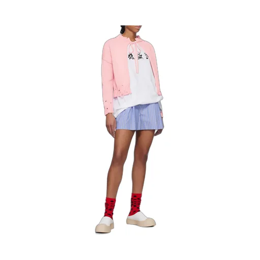 Distressed Knitted Slef-Tied Crewneck Jumper