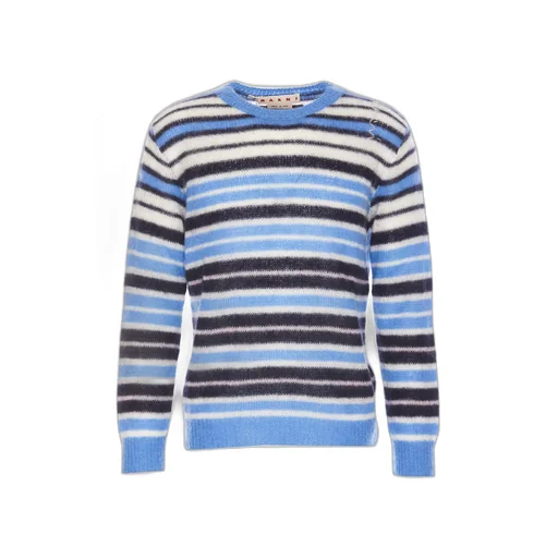 Logo Embroidered Striped Brushed Jumper