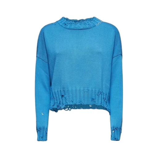Distressed Knitted Self-Tied Crewneck Jumper