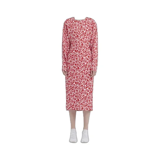 Satin Midi Dress With Pop Fields Motif