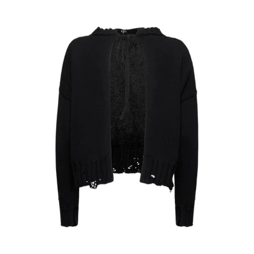 Distressed Knitted Slef-Tied Crewneck Jumper
