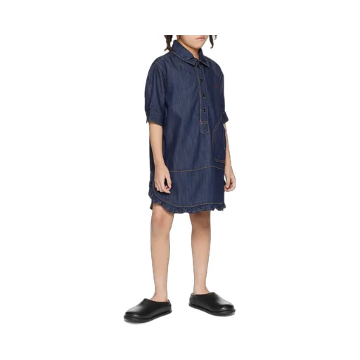 Short-Sleeved Denim Shirt Dress