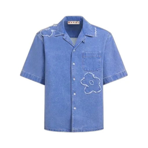 Floral Detailed Short-Sleeved Buttoned Shirt