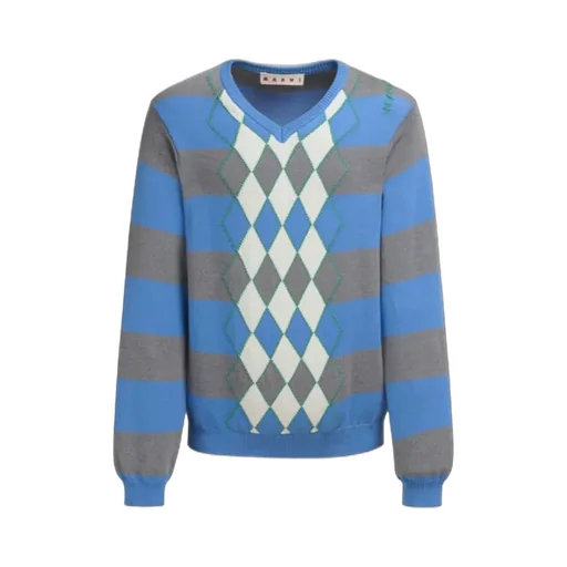 Argyle Motif Striped Jumper