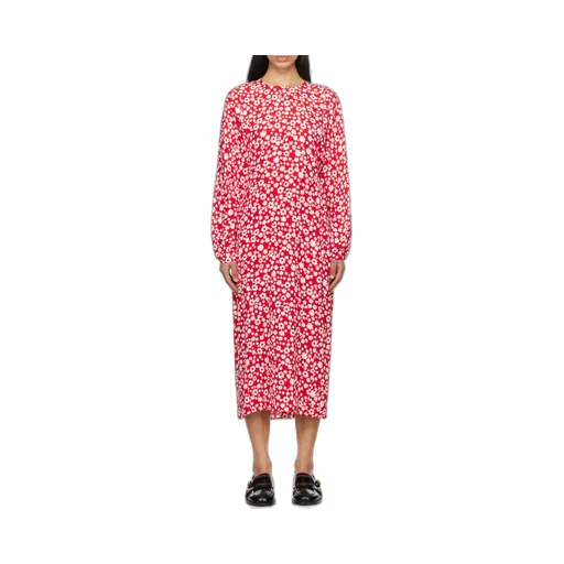 Satin Midi Dress With Pop Fields Motif