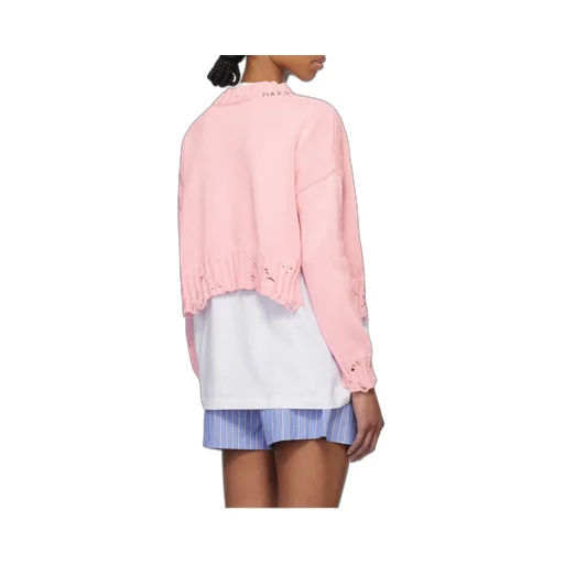Distressed Knitted Slef-Tied Crewneck Jumper