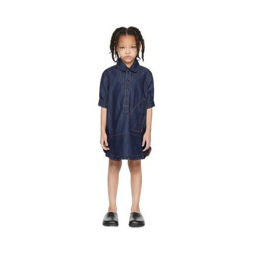 Short-Sleeved Denim Shirt Dress