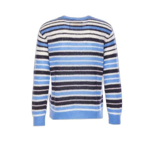 Logo Embroidered Striped Brushed Jumper