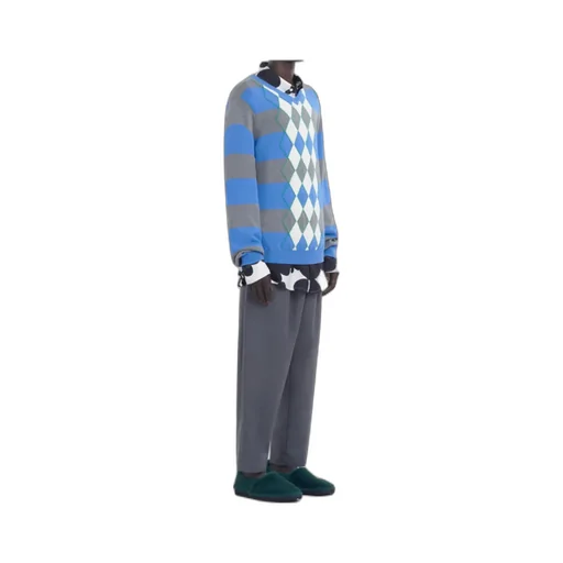 Argyle Motif Striped Jumper