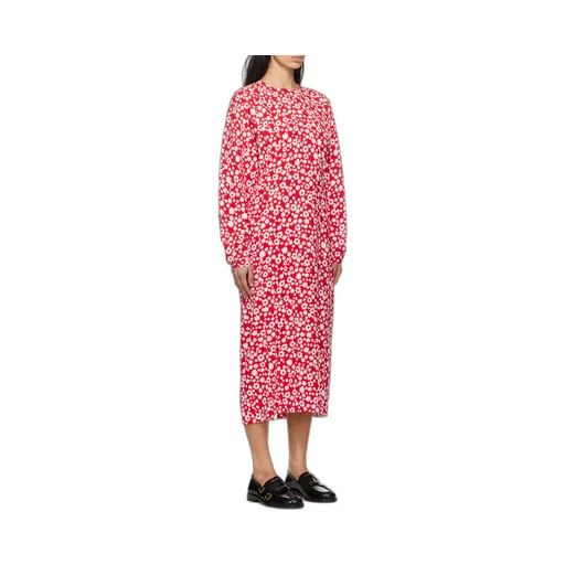 Satin Midi Dress With Pop Fields Motif