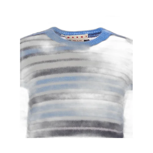 Logo Embroidered Striped Brushed Jumper