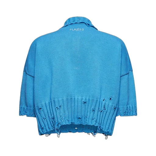 Distressed Knitted Collared Top