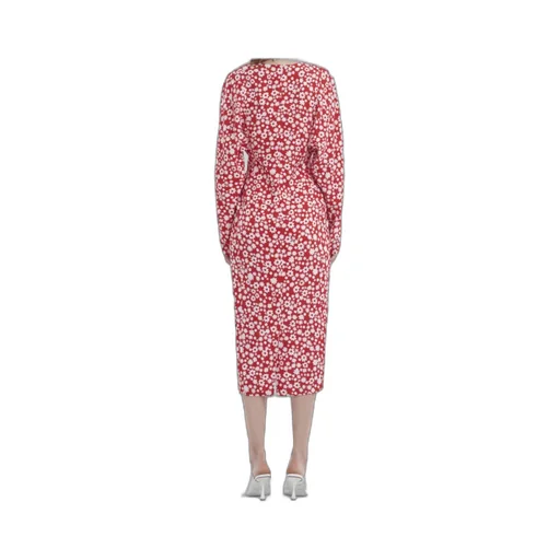 Satin Midi Dress With Pop Fields Motif