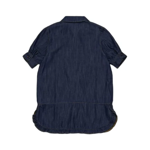 Short-Sleeved Denim Shirt Dress