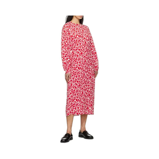 Satin Midi Dress With Pop Fields Motif