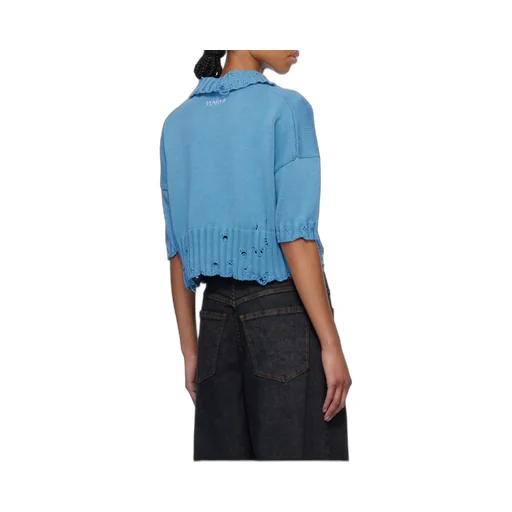 Distressed Knitted Collared Top