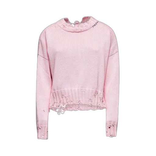 Distressed Knitted Slef-Tied Crewneck Jumper