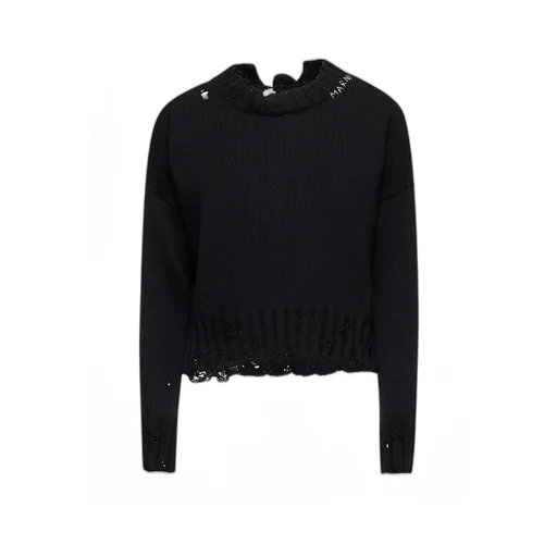 Distressed Knitted Slef-Tied Crewneck Jumper