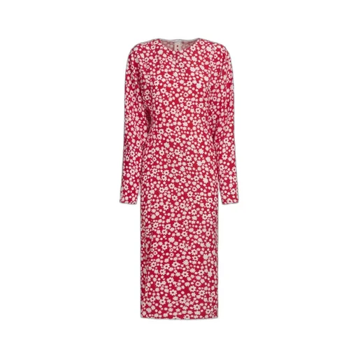 Satin Midi Dress With Pop Fields Motif