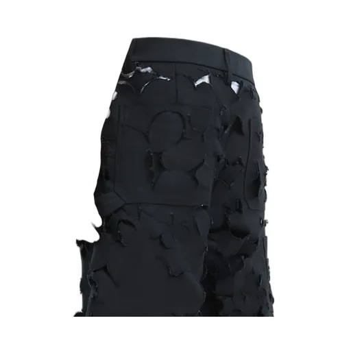 Black Cotton Cargo Pants With Cut-Out Detail
