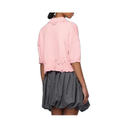 Distressed Knit Collared Top