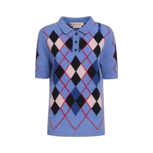 Argyle Knit Polo Shirt