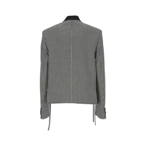 Gingham-Pattern Button-Up Jacket