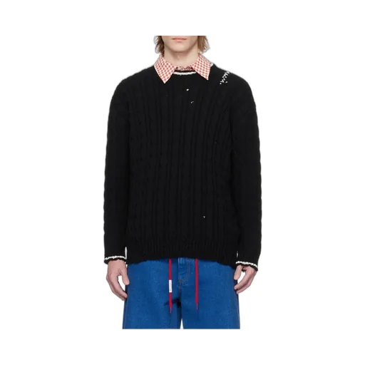 Logo Embroidered Cable-Knit Polo Shirt