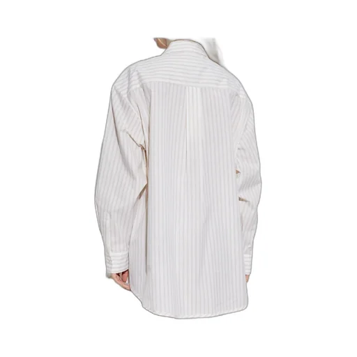 Logo Embroidered Pinstriped Shirt