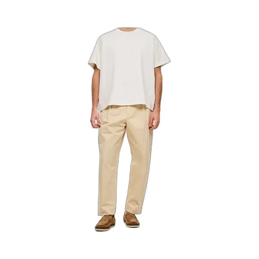 Pleated Tapered Leg Gabardine Trousers