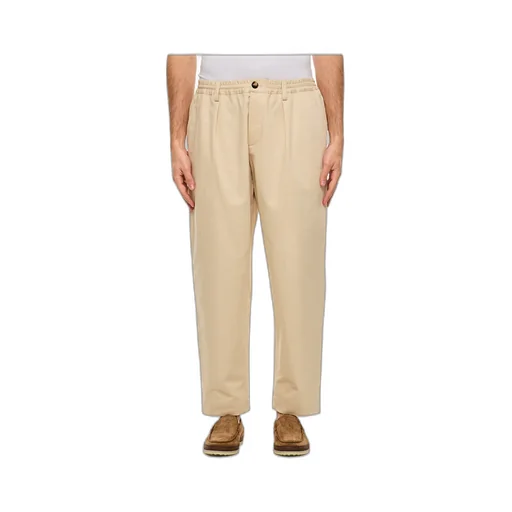 Pleated Tapered Leg Gabardine Trousers