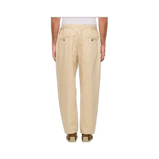 Pleated Tapered Leg Gabardine Trousers