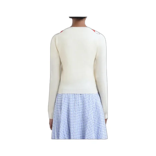 Ivory Wool Argyle Cardigan