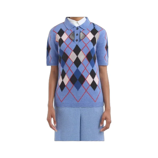 Argyle Knit Polo Shirt