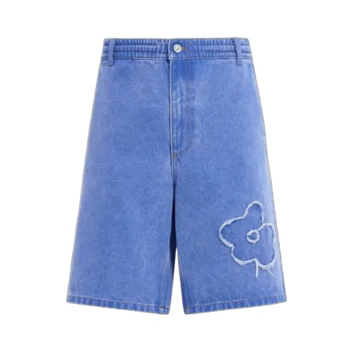 Floral Detailed Denim Bermuda Shorts