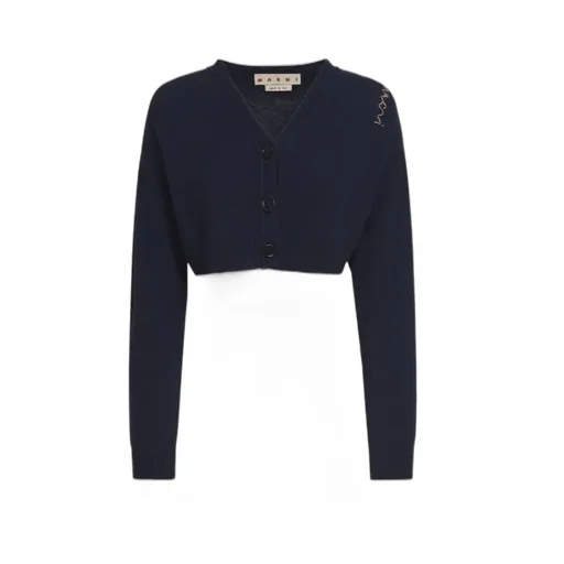 Logo Embroidered Cropped Cardigan